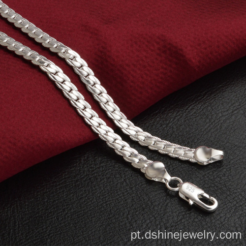 Vários tamanhos de mulheres joias Curb Link colar de prata